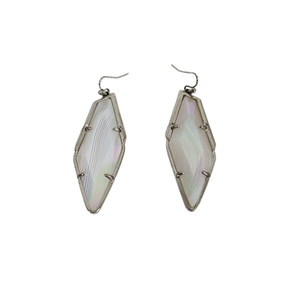 Kendra Scott Bexley White Banded Agate Drop Earrings - Picture 2 of 5